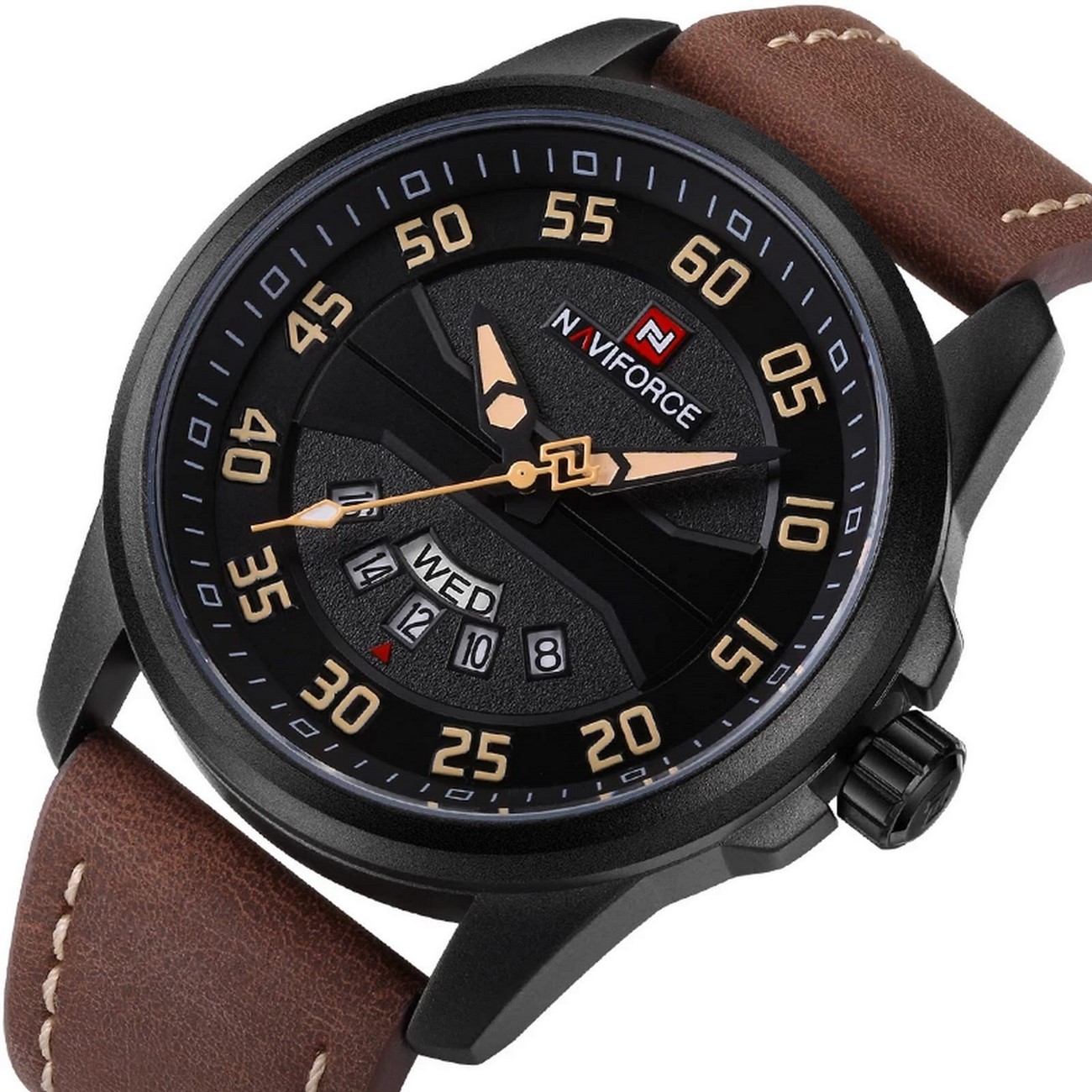 Reloj Naviforce Original Nf 9124 Cuero Hombre + Estuche